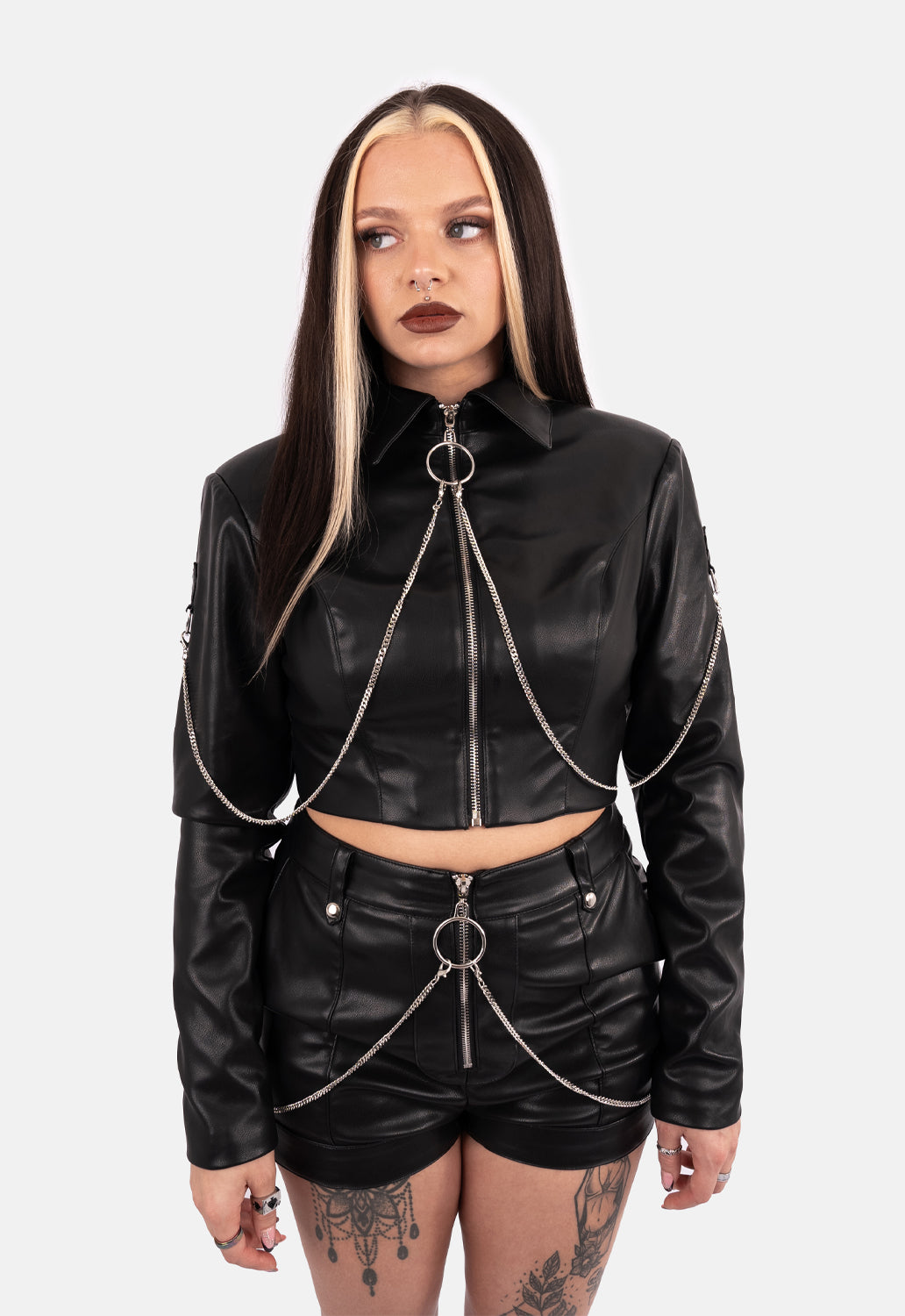 Adela Zip Front Crop PU Jacket