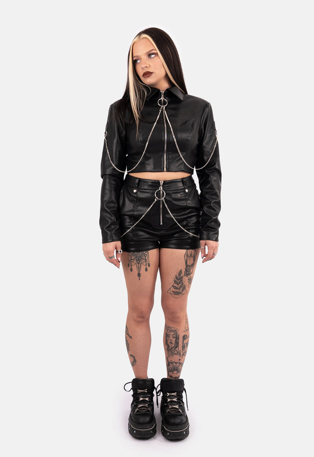 Adela Zip Front Crop PU Jacket