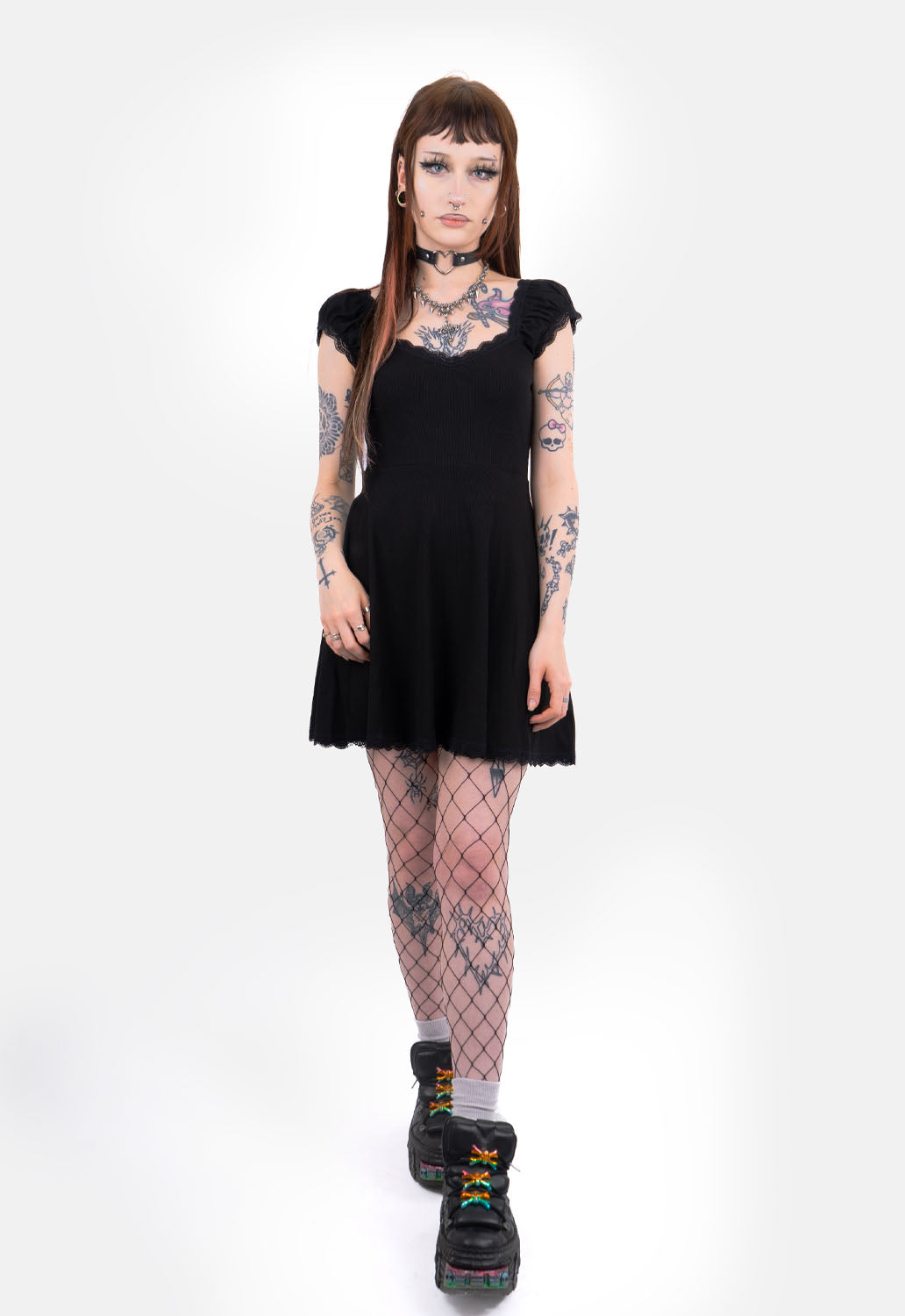 Beatrix Lace Jersey Mini Dress