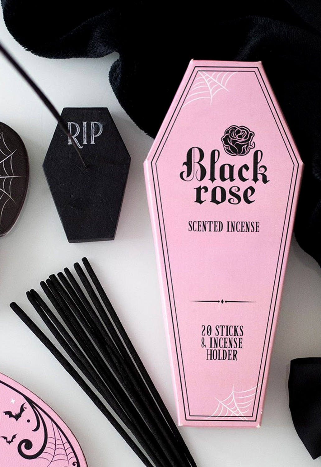 Black Rose Incense Sticks & Holder