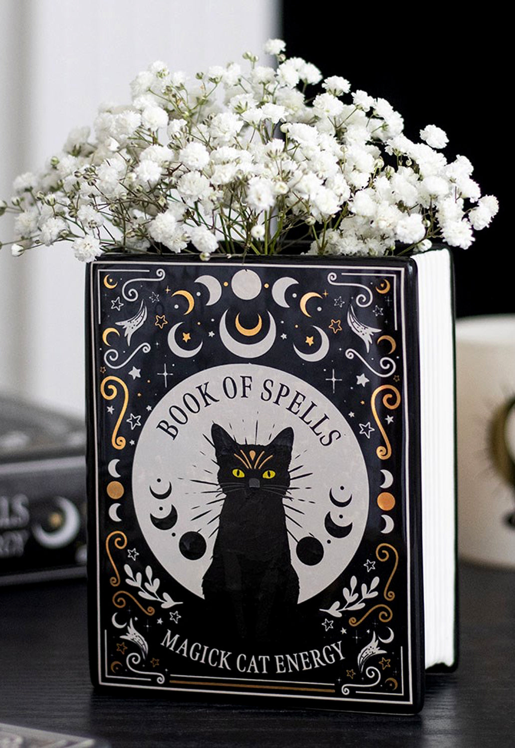 Black Cat Magick Book Vase