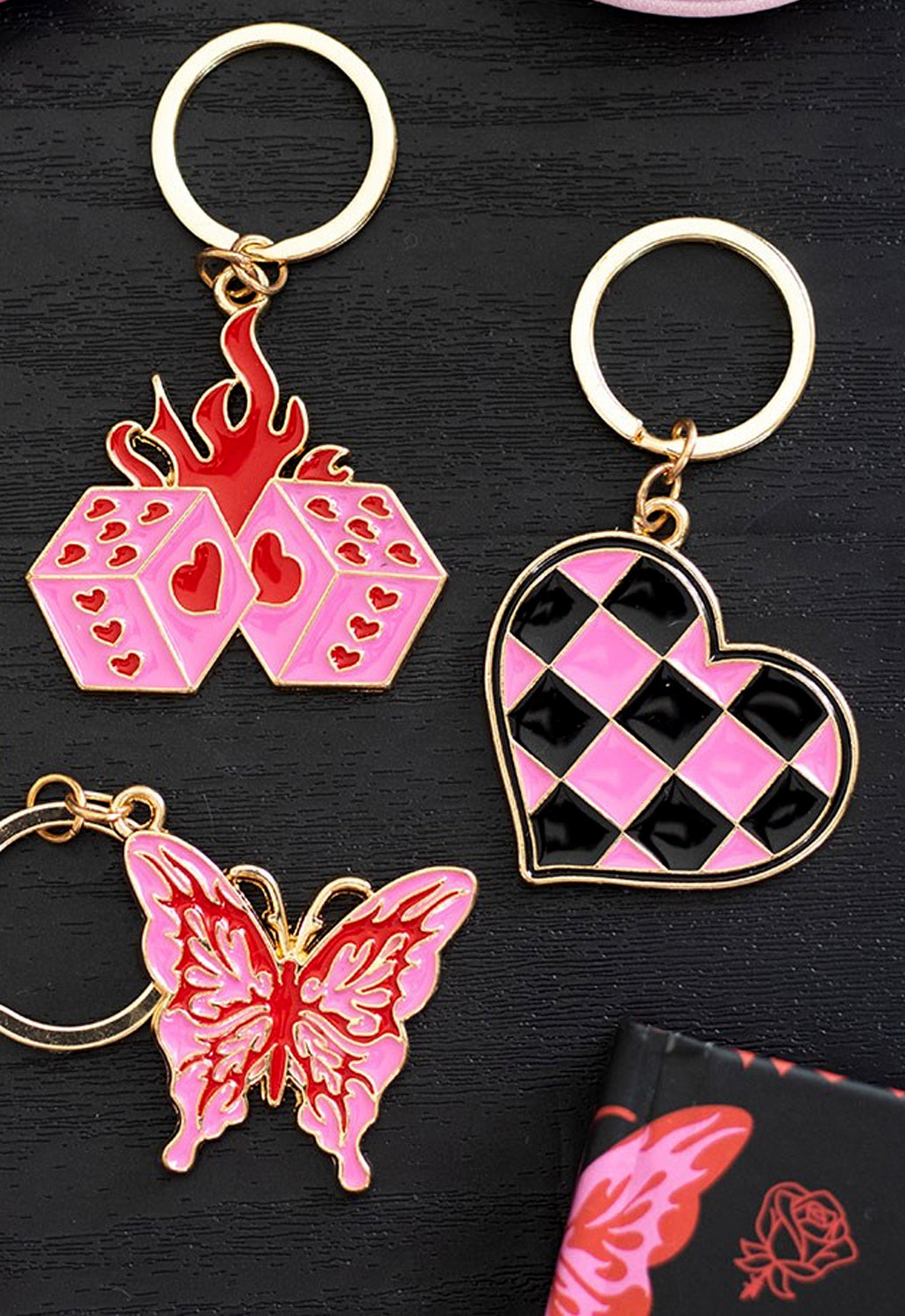 Checkerboard Heart Keyring