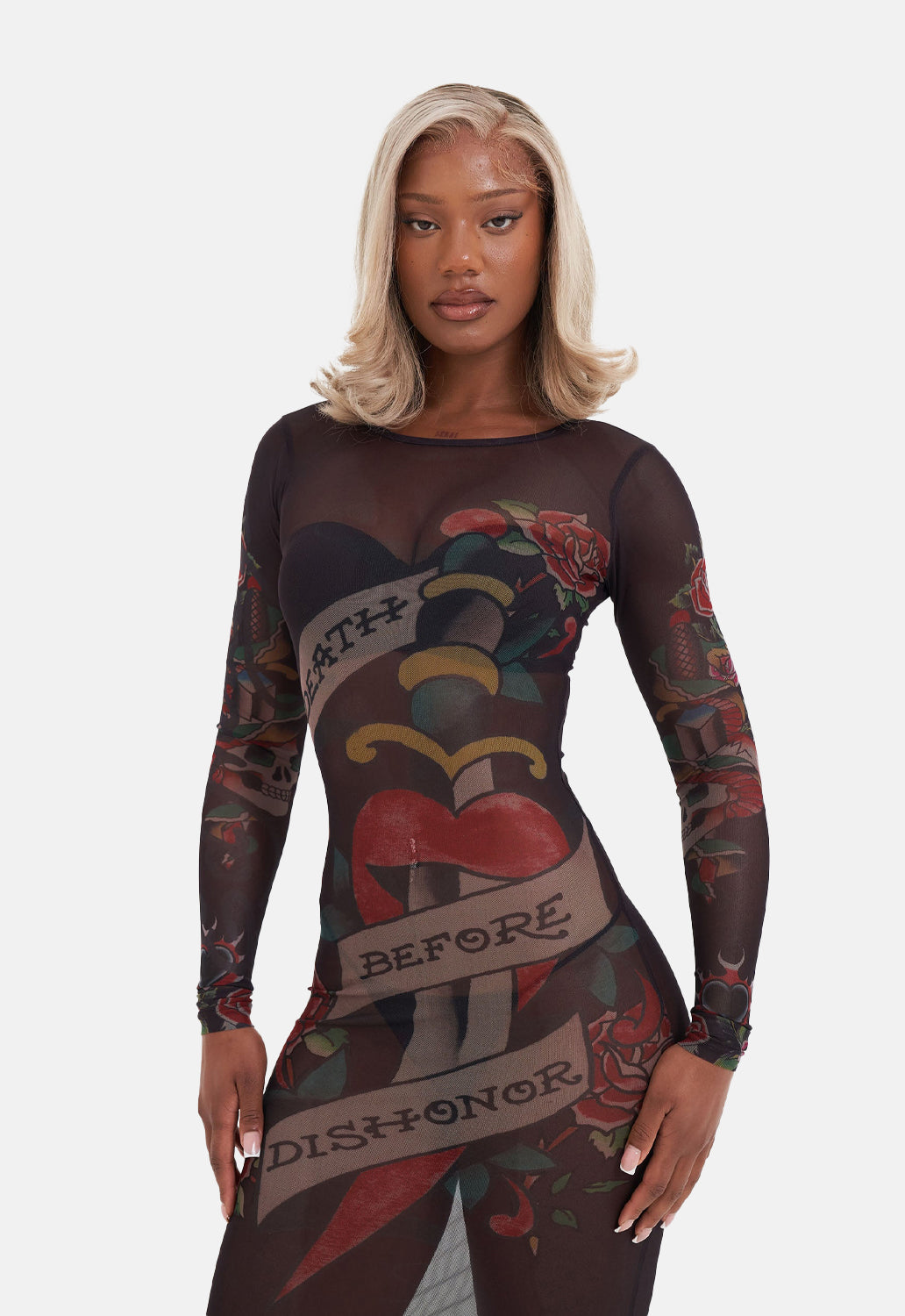 Death Before Dishonour Mesh Dress