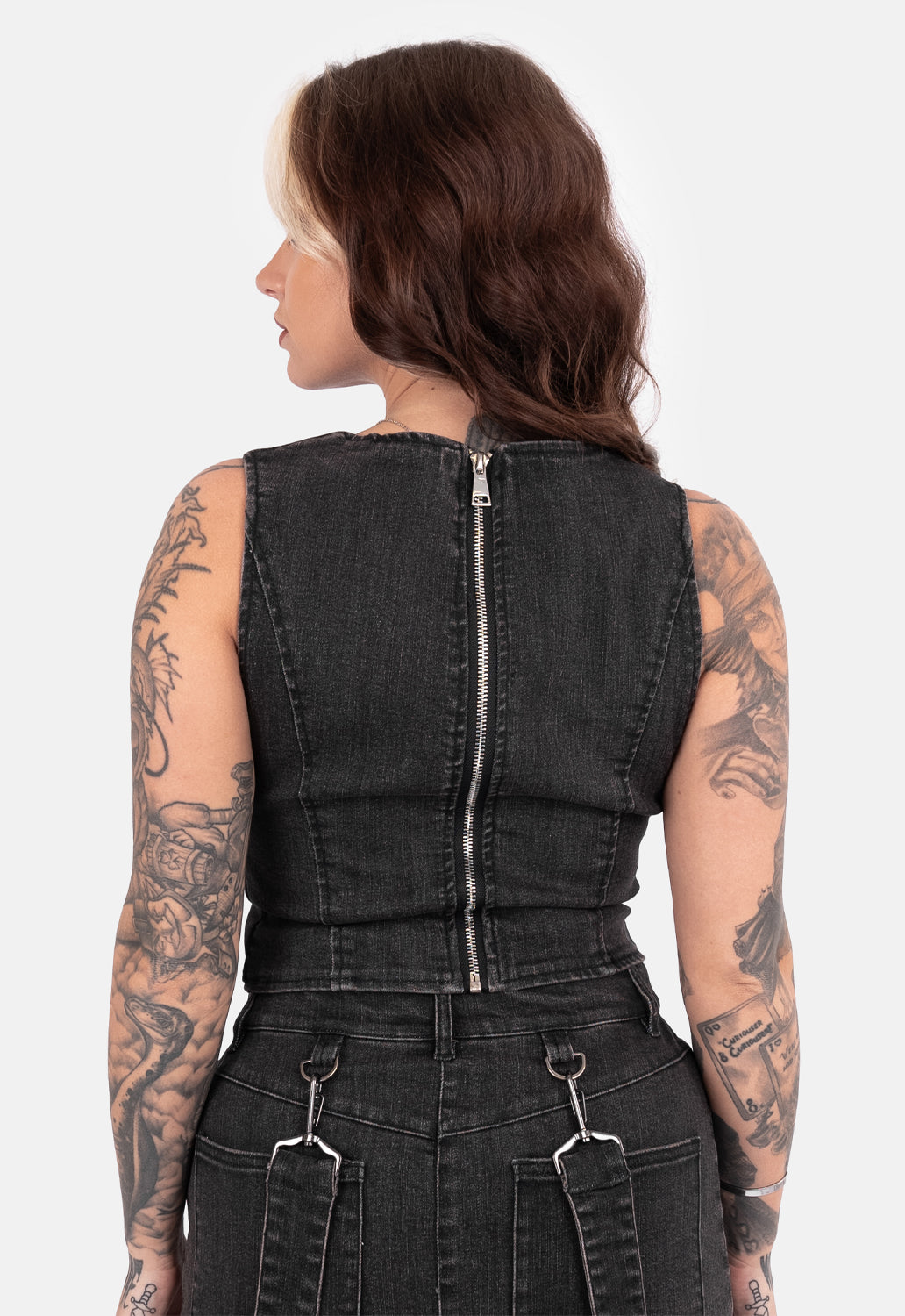 Demona Lace Denim Corset Top