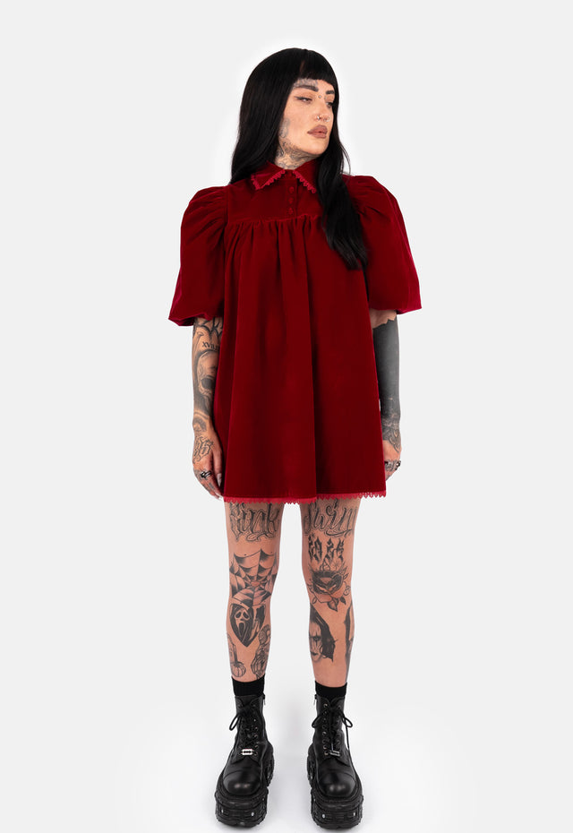 Esme Velvet Baby Doll Mini Dress
