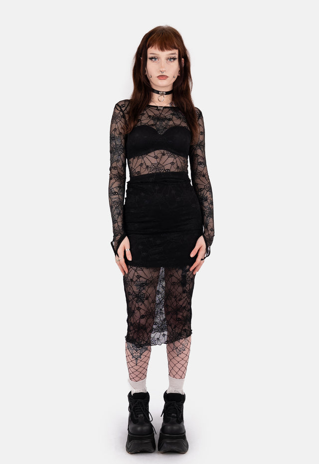 Gracie Web Mesh Midi Skirt