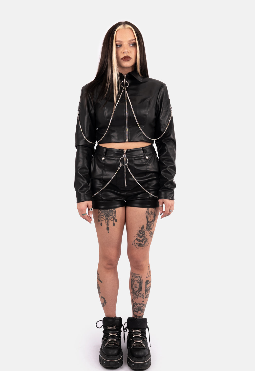 Hunter PU Zip Biker Short
