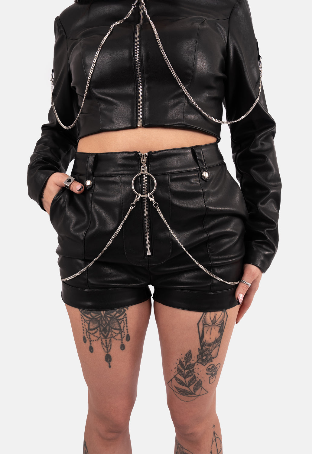 Hunter PU Zip Biker Short