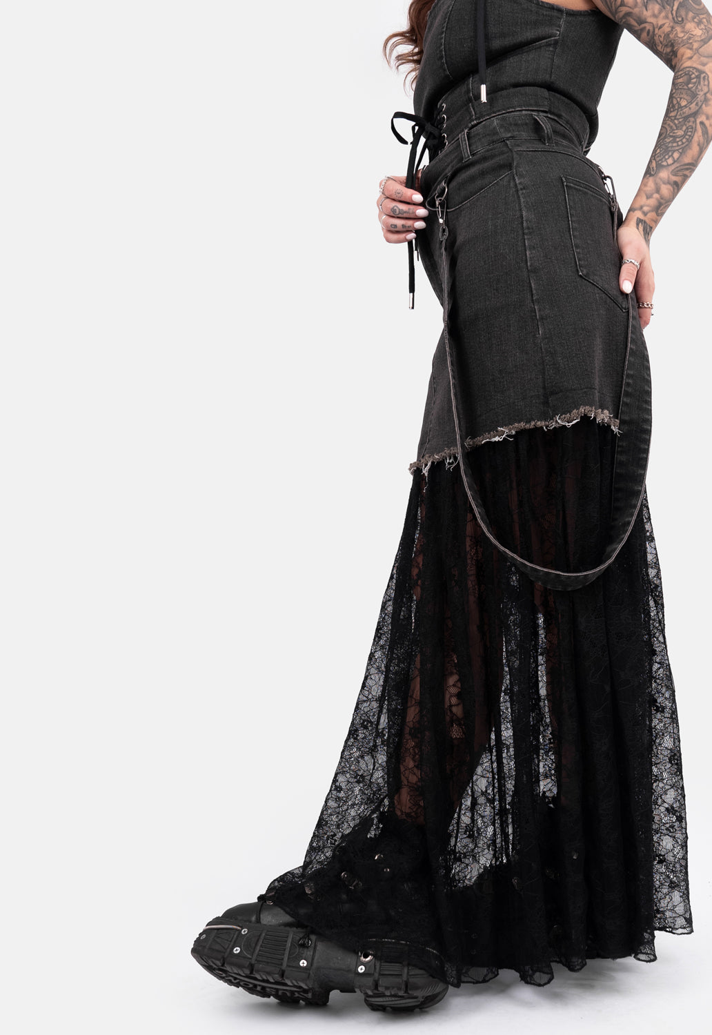 Josephine Denim & Lace Skirt