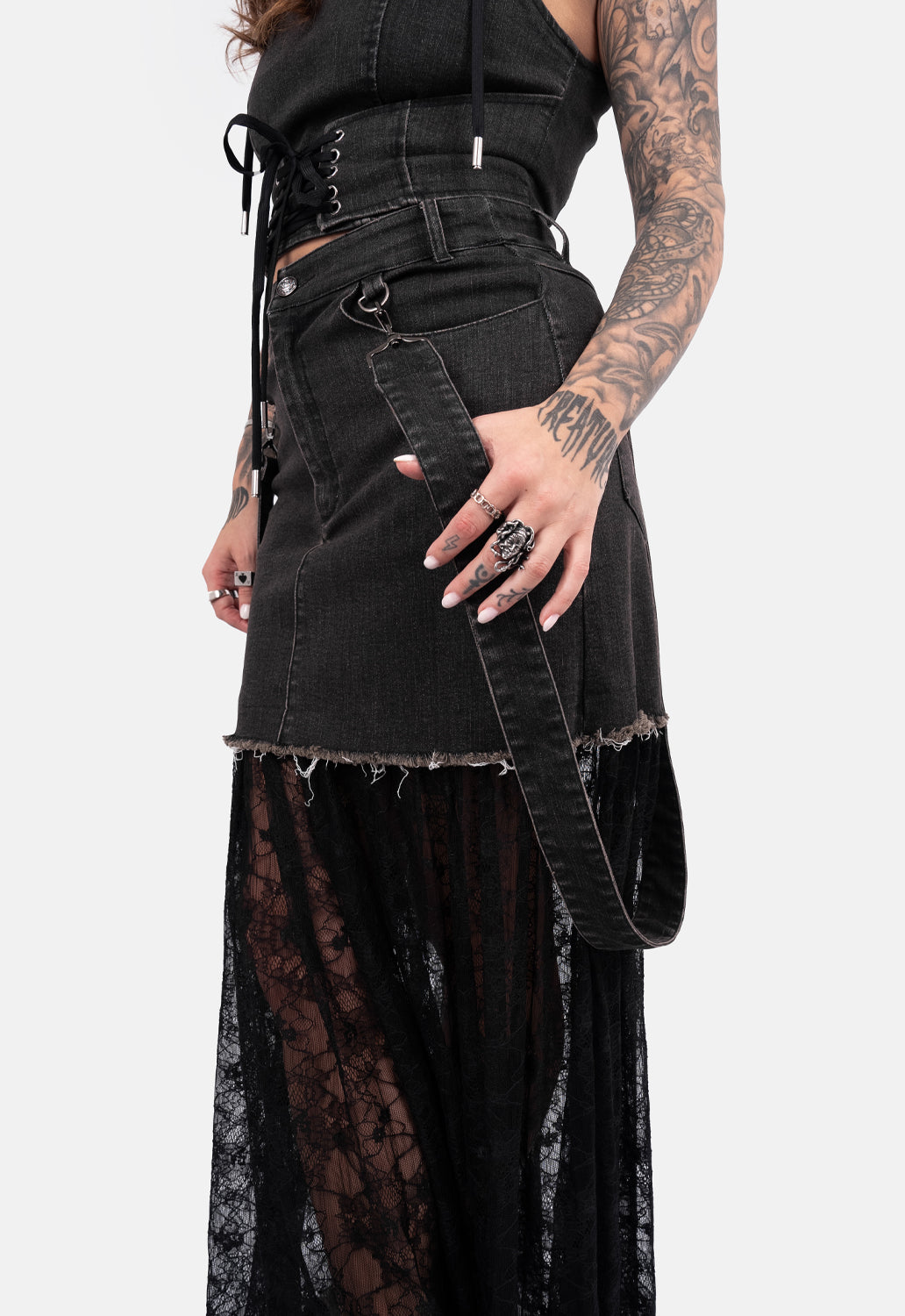 Josephine Denim & Lace Skirt