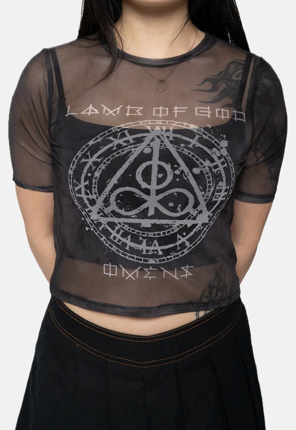 Omens Clock Mesh Crop Top