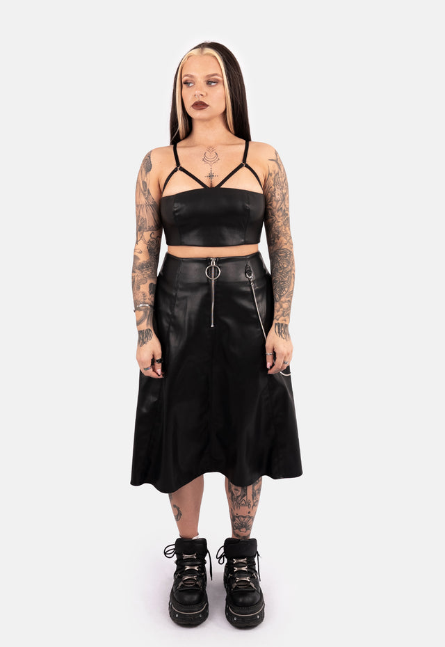 Morgana Strap Cropped PU Top