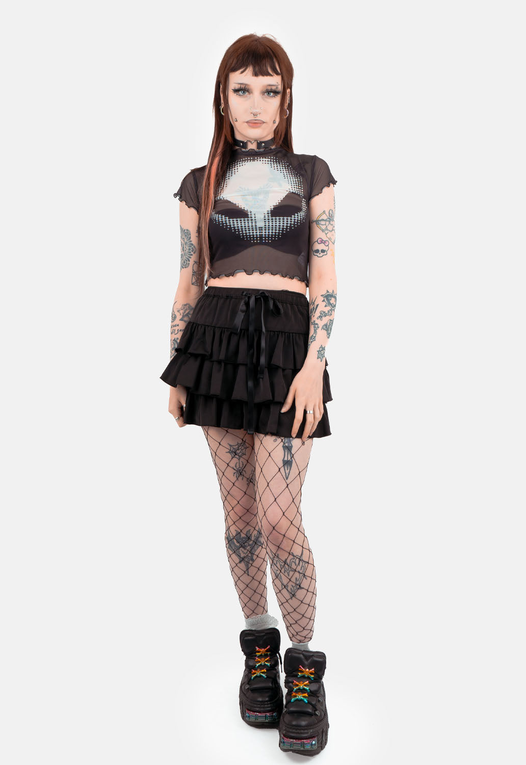 Myst Alien Print Mesh Top