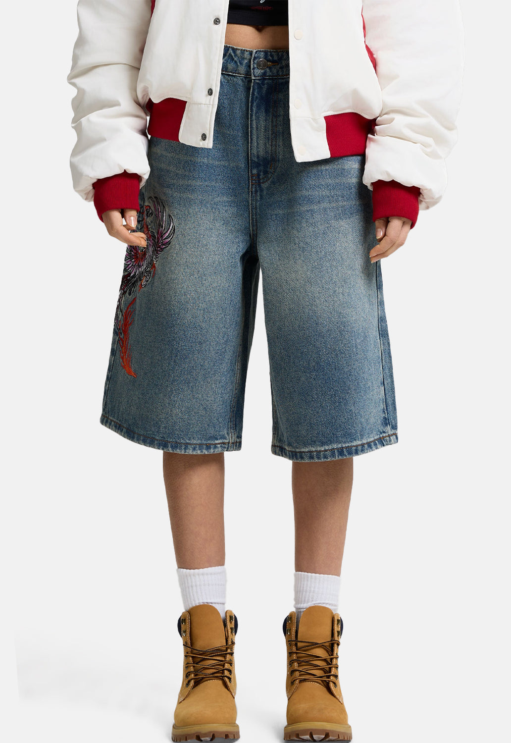 Rising Phoenix Embroidered Jorts