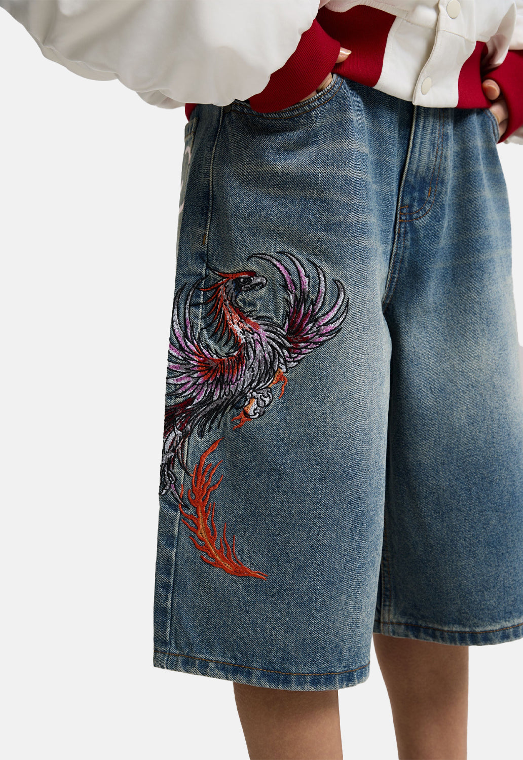 Rising Phoenix Embroidered Jorts