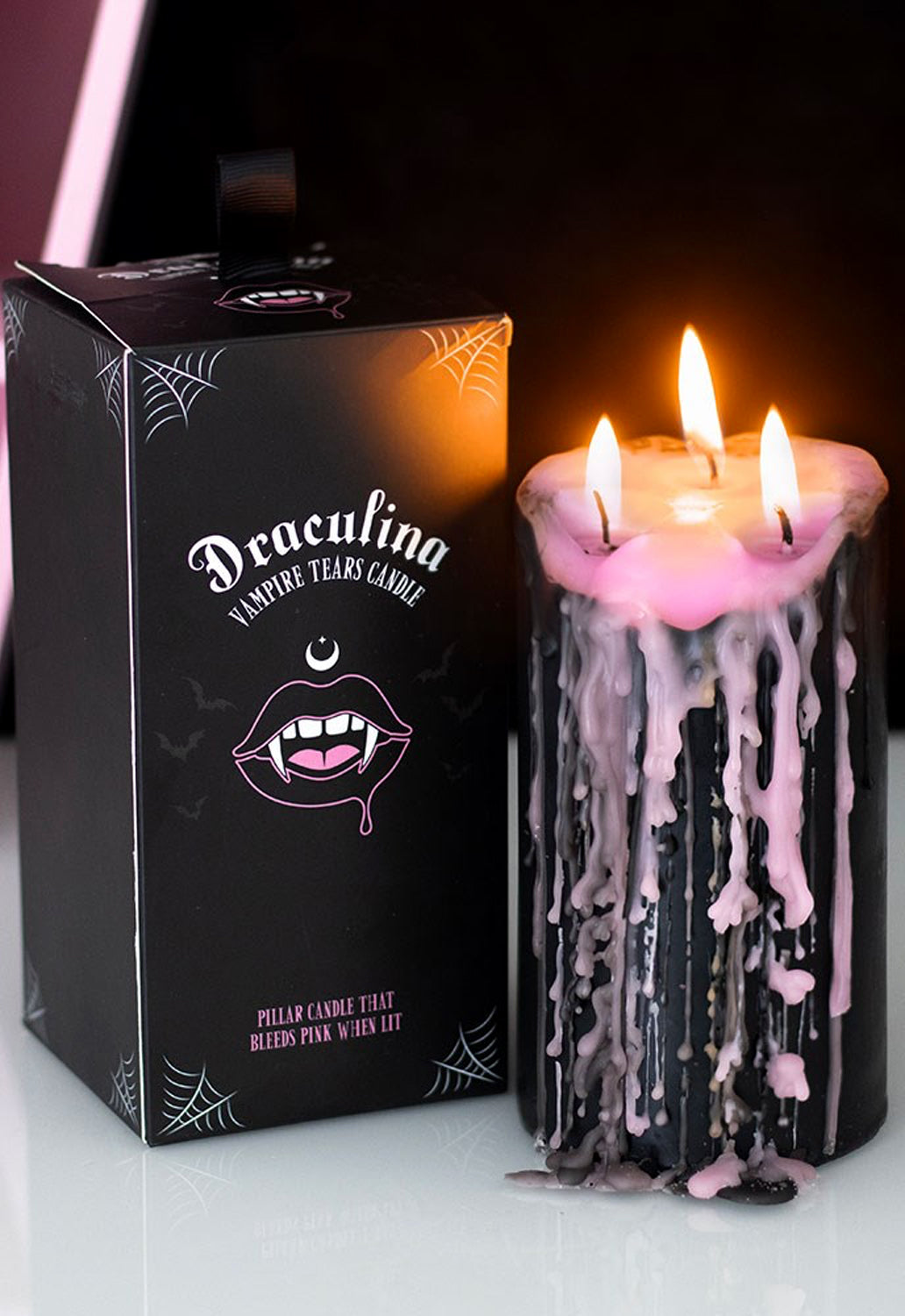 Draculina Large Pink Vampire Candle