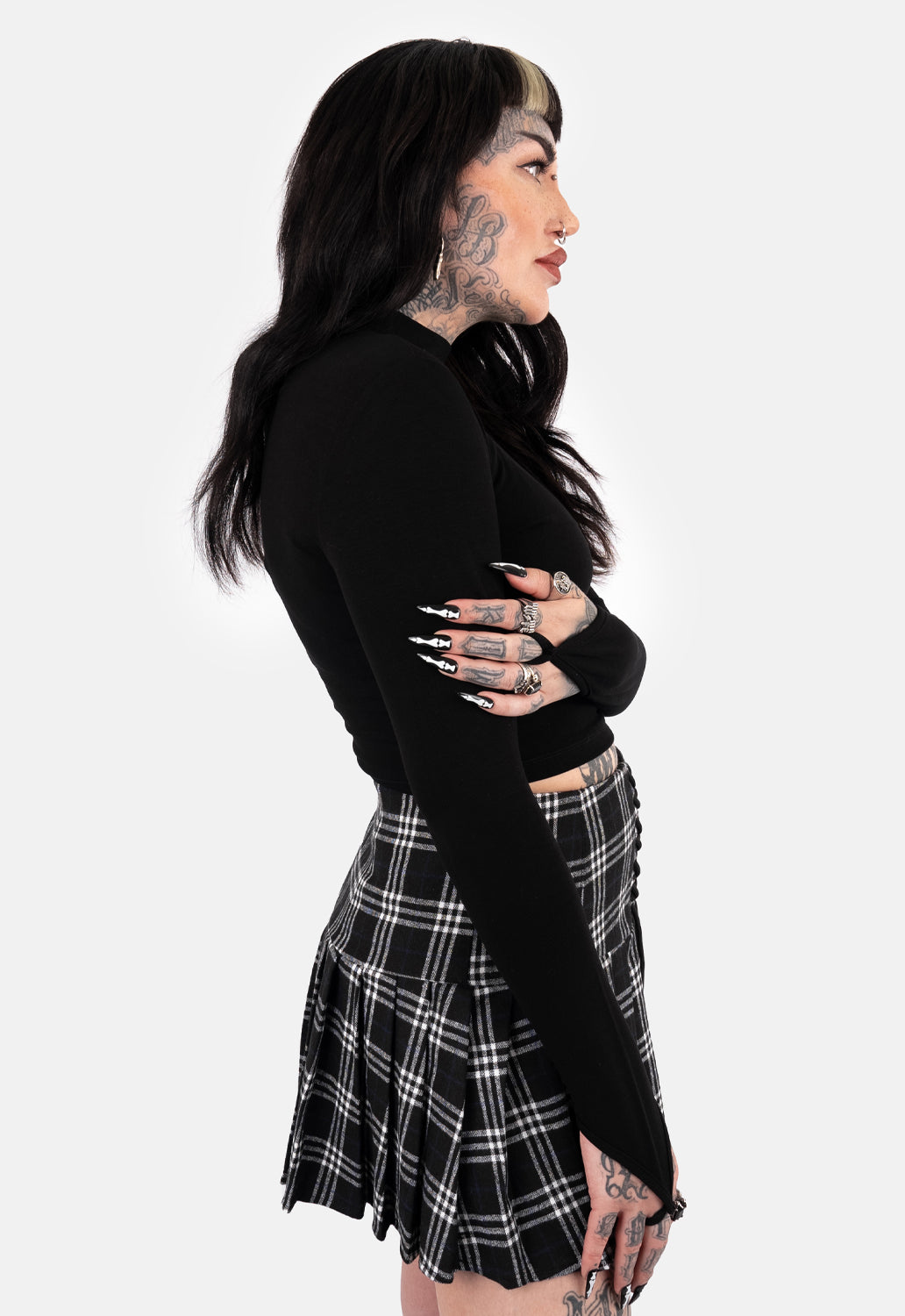 Sage High Neck Embroidered Top