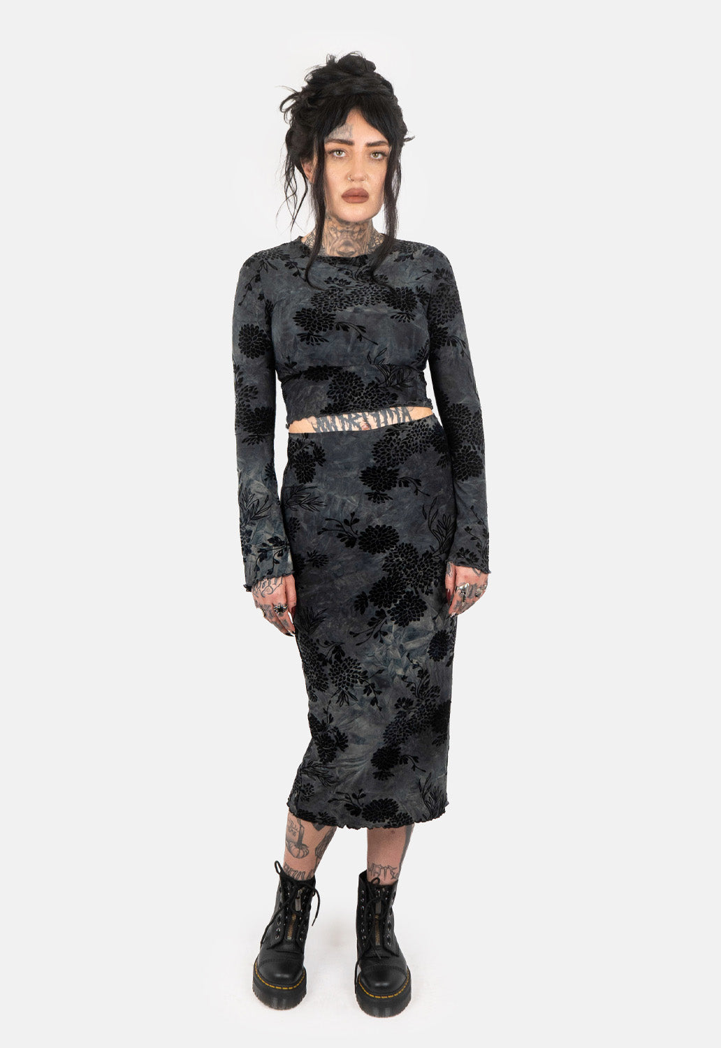 Sal Flocked Midaxi Skirt