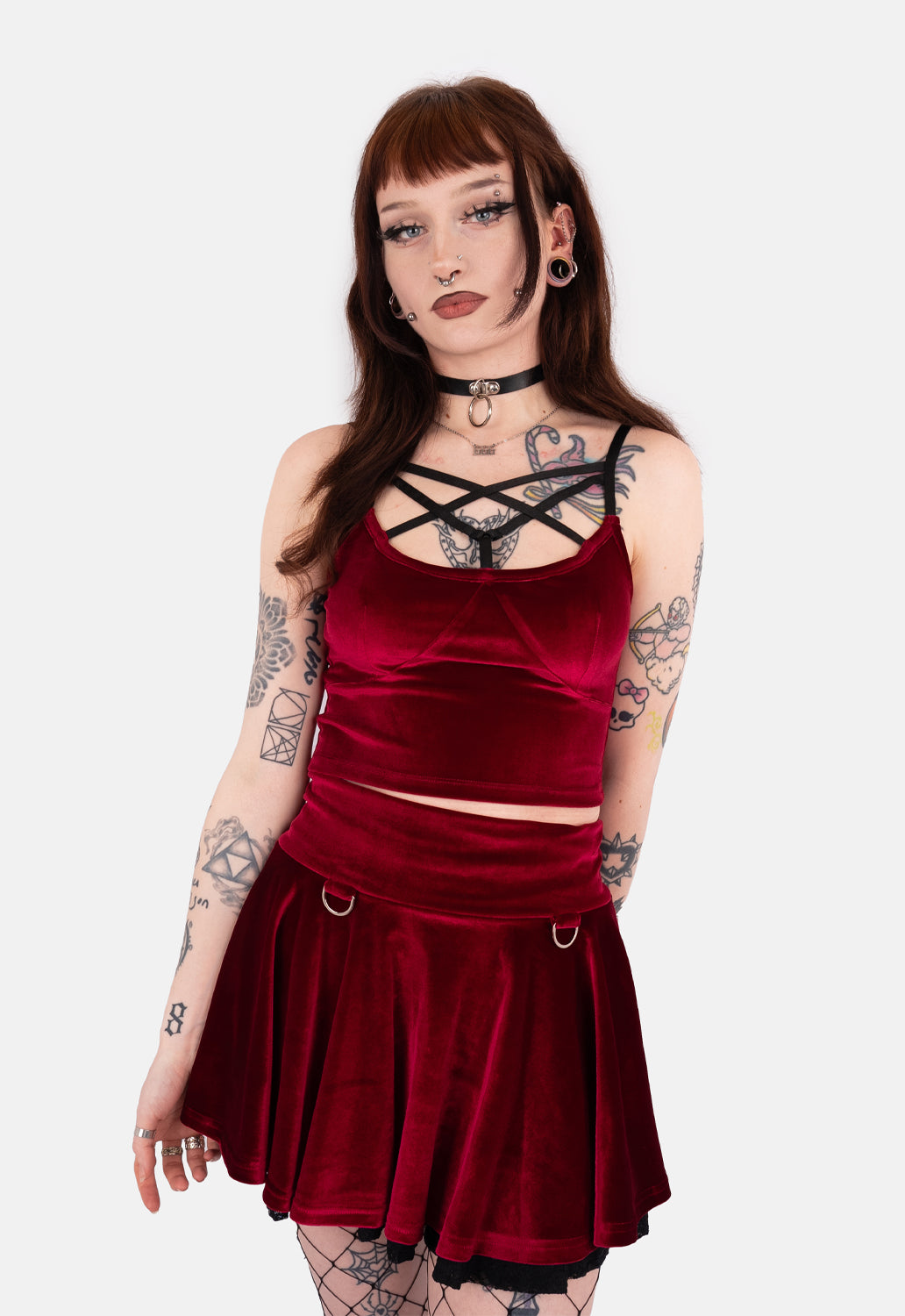 Salem Cross Velvet Crop Top