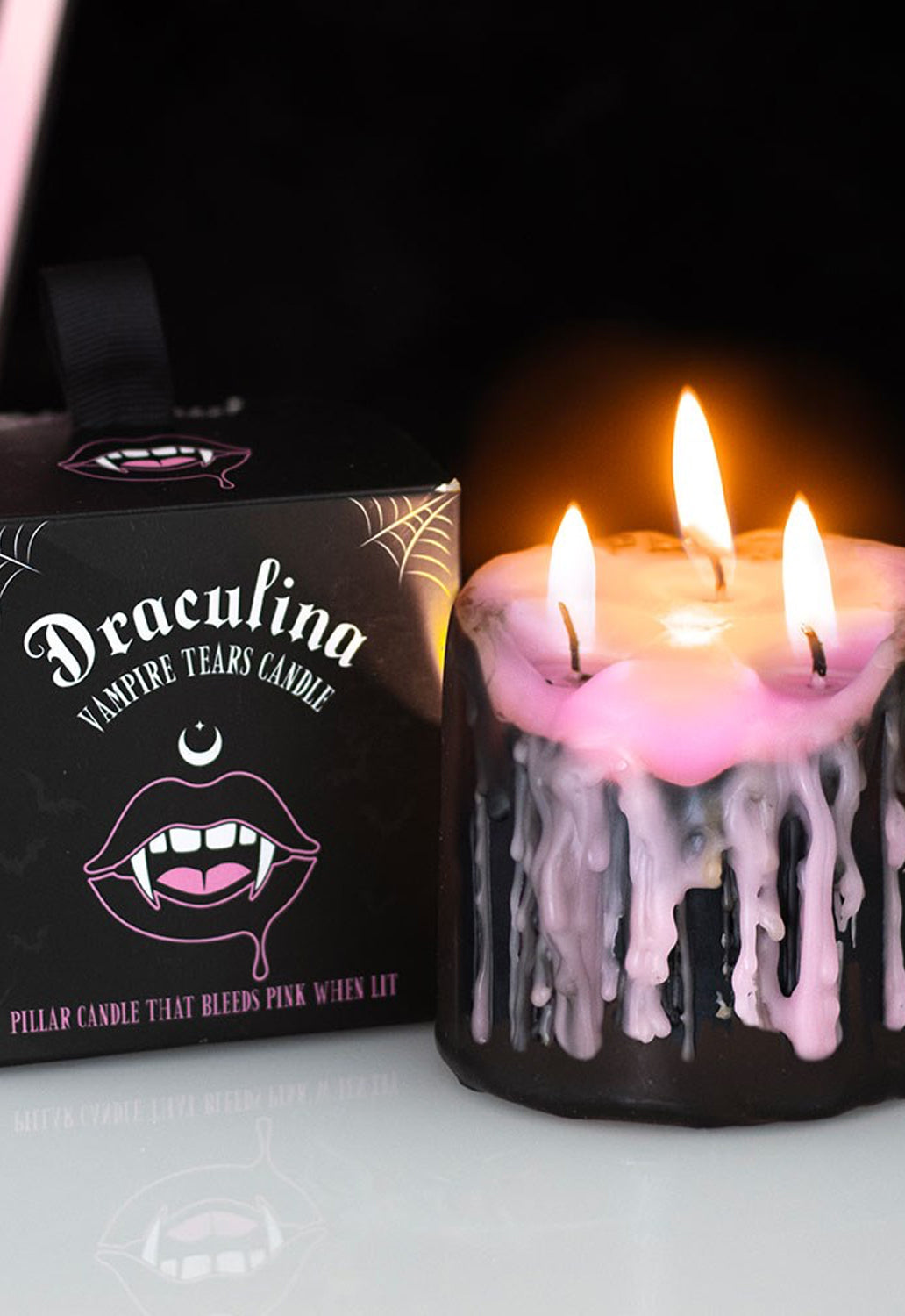 Draculina Small Pink Vampire Candle