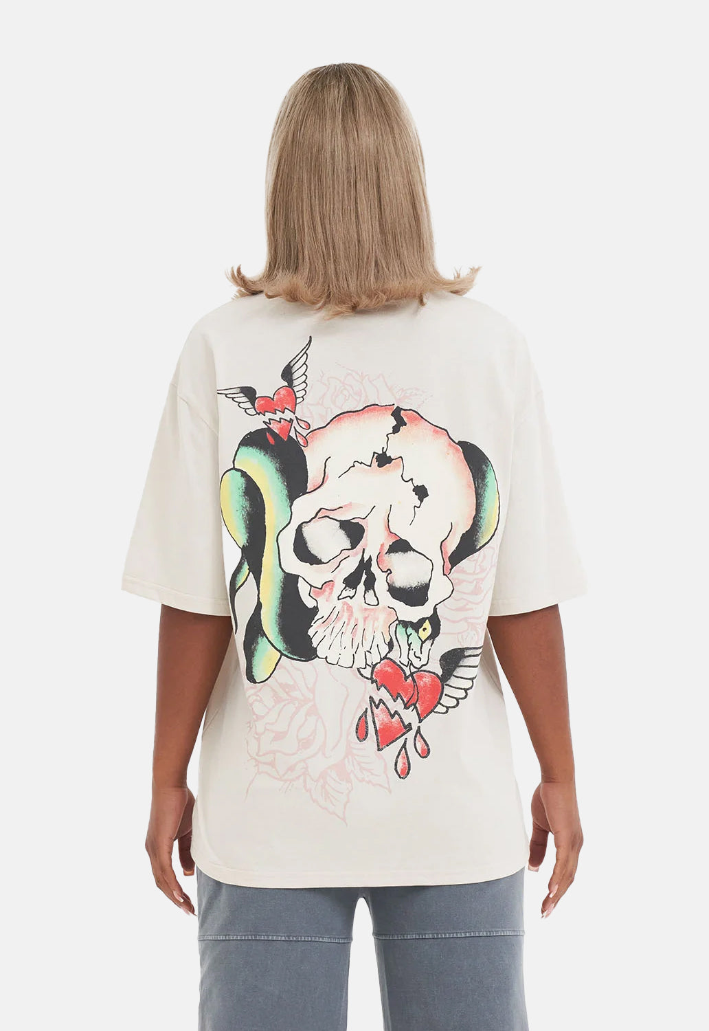 Snake Skull Back Print T-Shirt