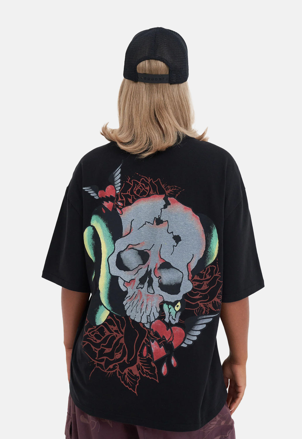 Snake Skull Back Print T-Shirt