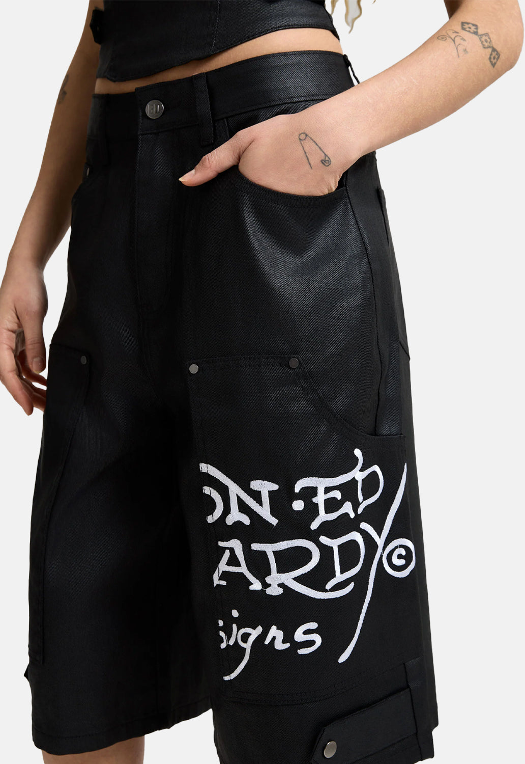 Denim Swallow Biker Jorts