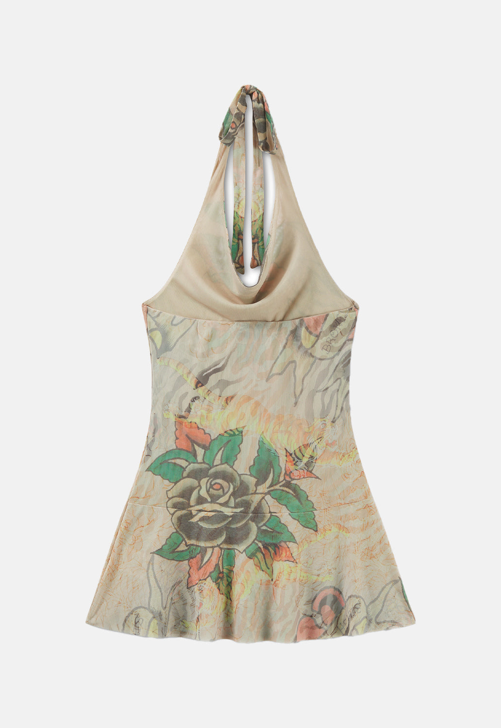 Tiger Print Cowl Mesh Dress