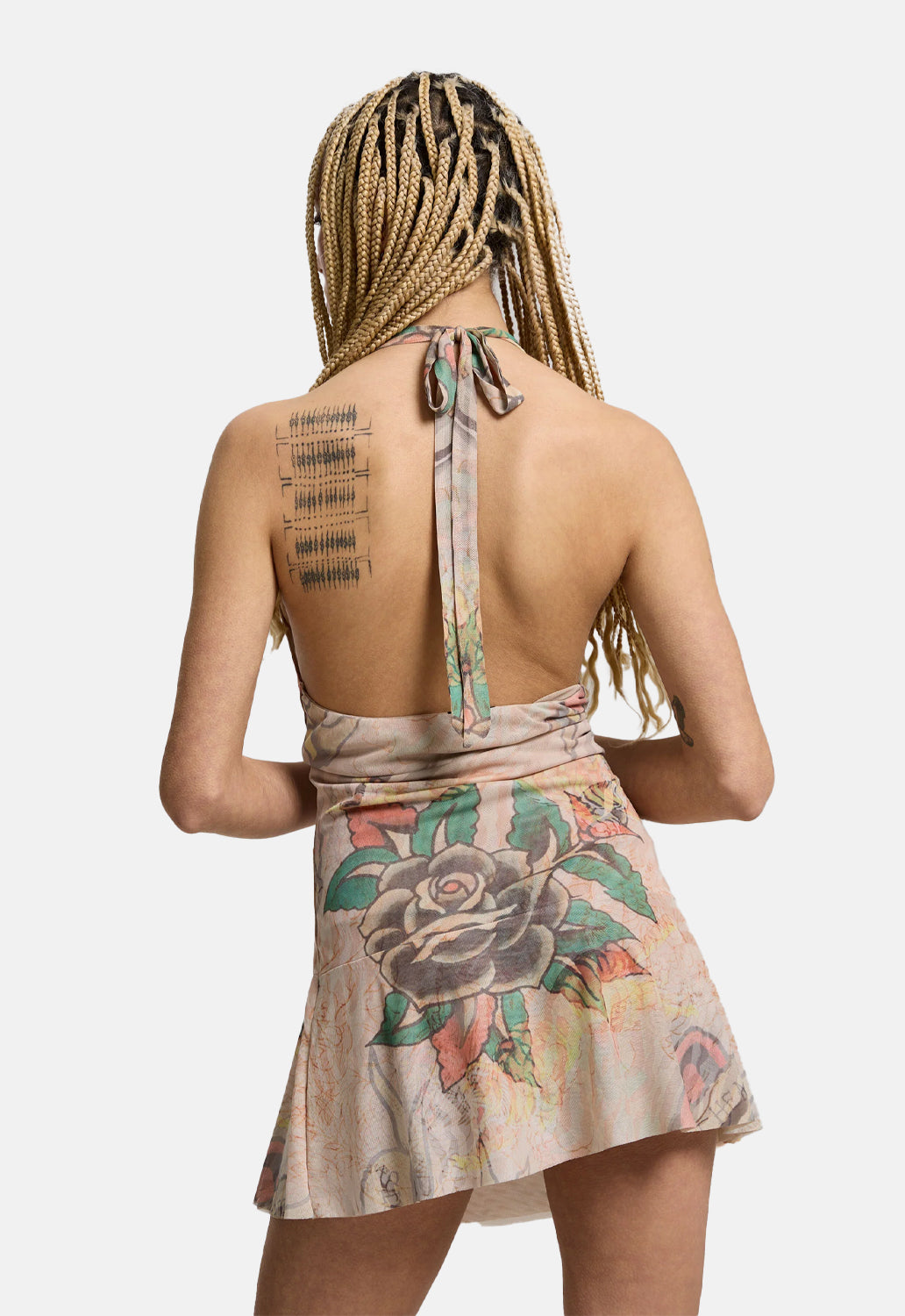 Tiger Print Cowl Mesh Dress