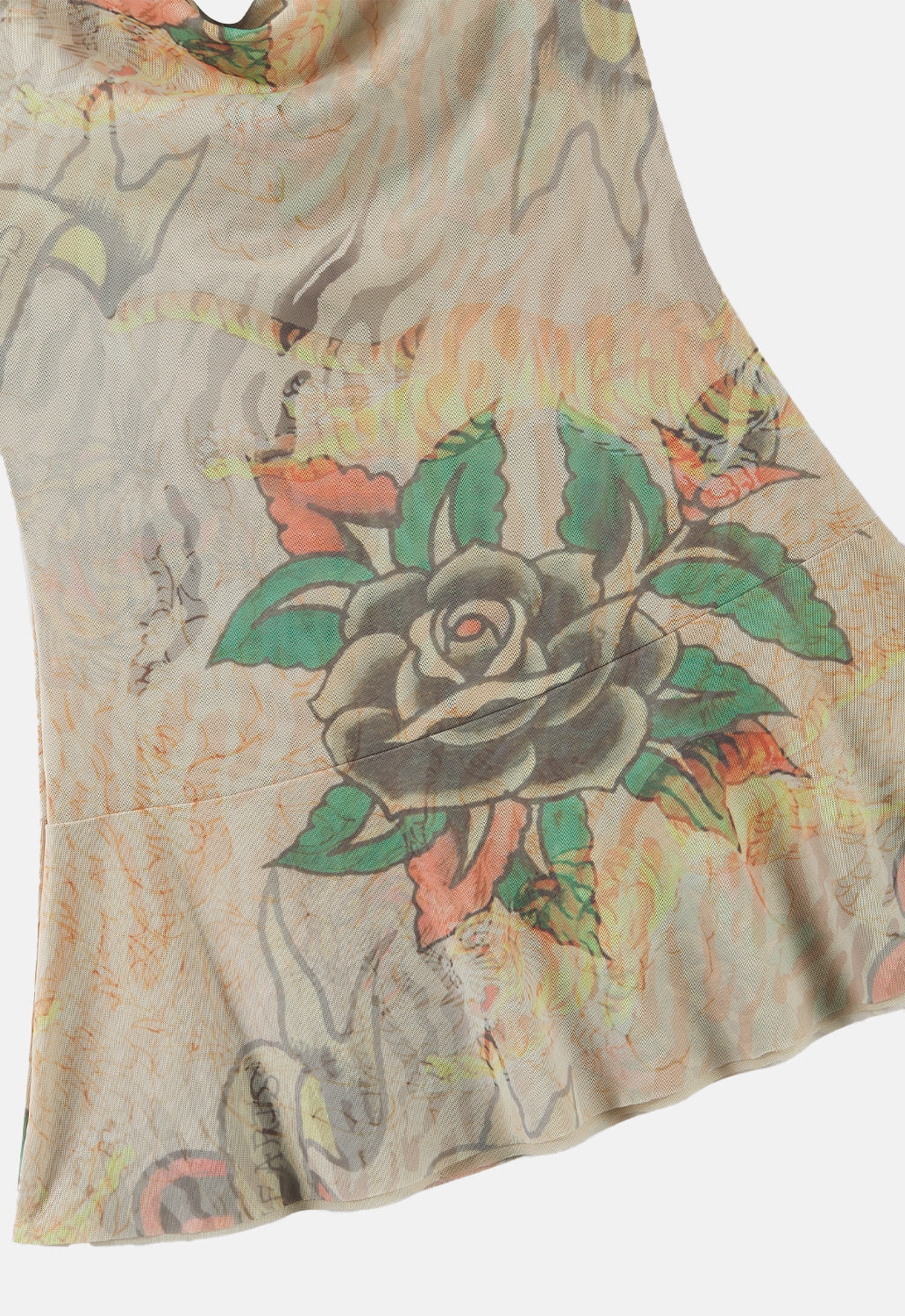 Tiger Print Cowl Mesh Dress