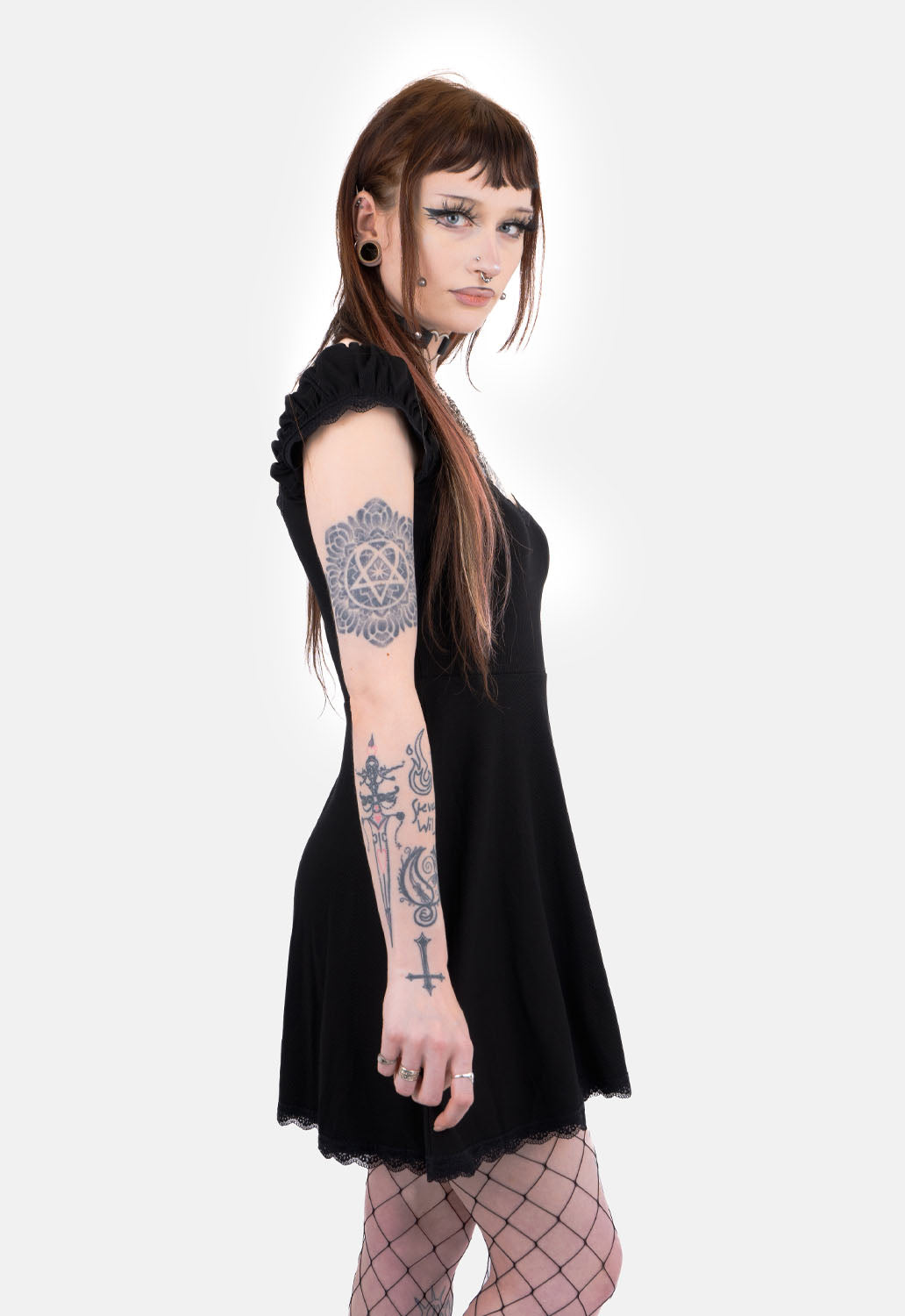 Beatrix Lace Jersey Mini Dress