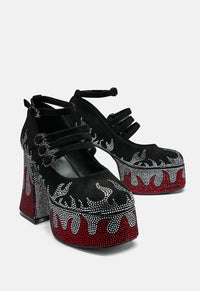 Blaze Flames Chunky Heel