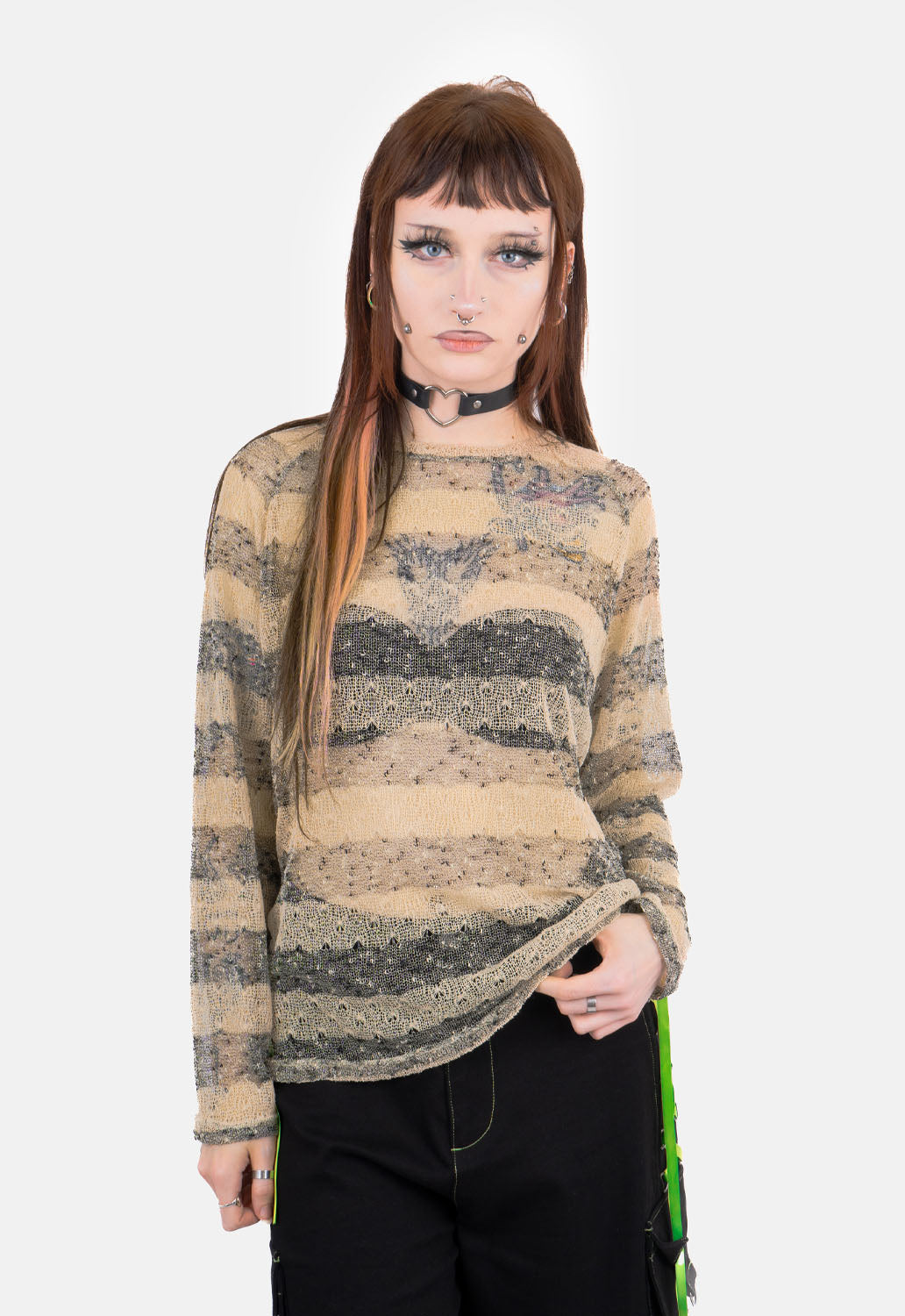 Bria Green Stripe Raglan Top