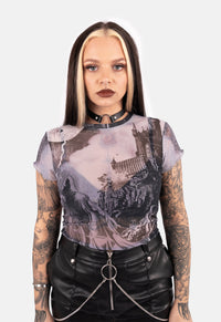 Buffy Cap Sleeve Mesh Top