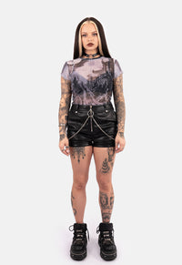 Buffy Cap Sleeve Mesh Top