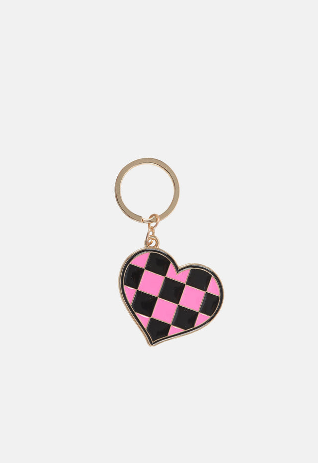 Checkerboard Heart Keyring