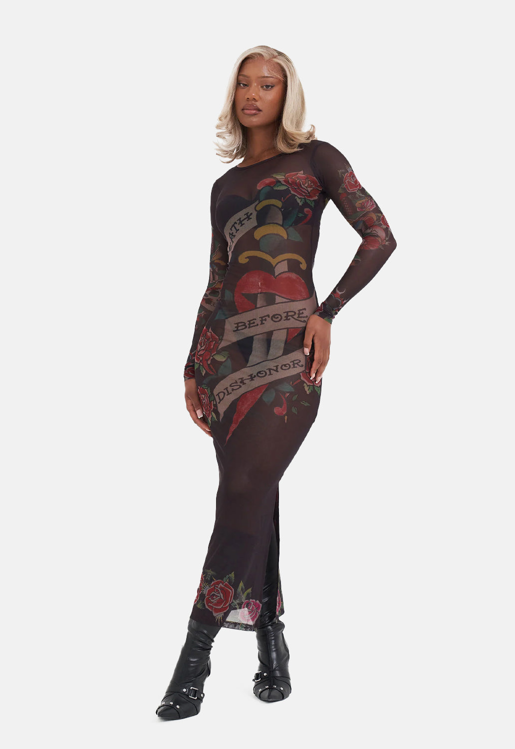 Death Before Dishonour Mesh Dress