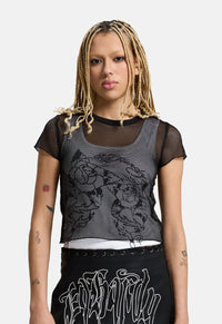 Double Layer Climbing Rose Mesh Tee