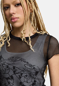 Double Layer Climbing Rose Mesh Tee