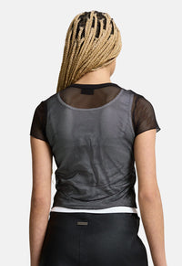 Double Layer Climbing Rose Mesh Tee