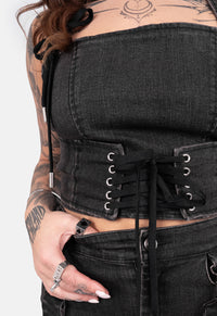 Demona Lace Denim Corset Top