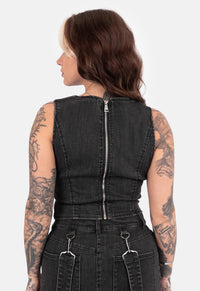 Demona Lace Denim Corset Top