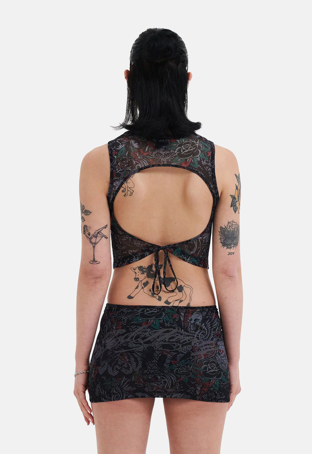 Dragon Tied Back Mesh Vest Top