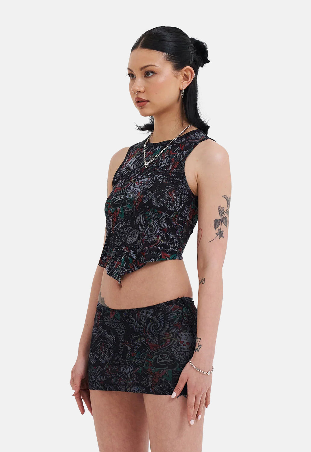 Dragon Tied Back Mesh Vest Top