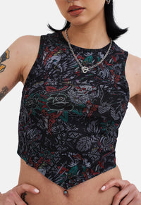 Dragon Tied Back Mesh Vest Top