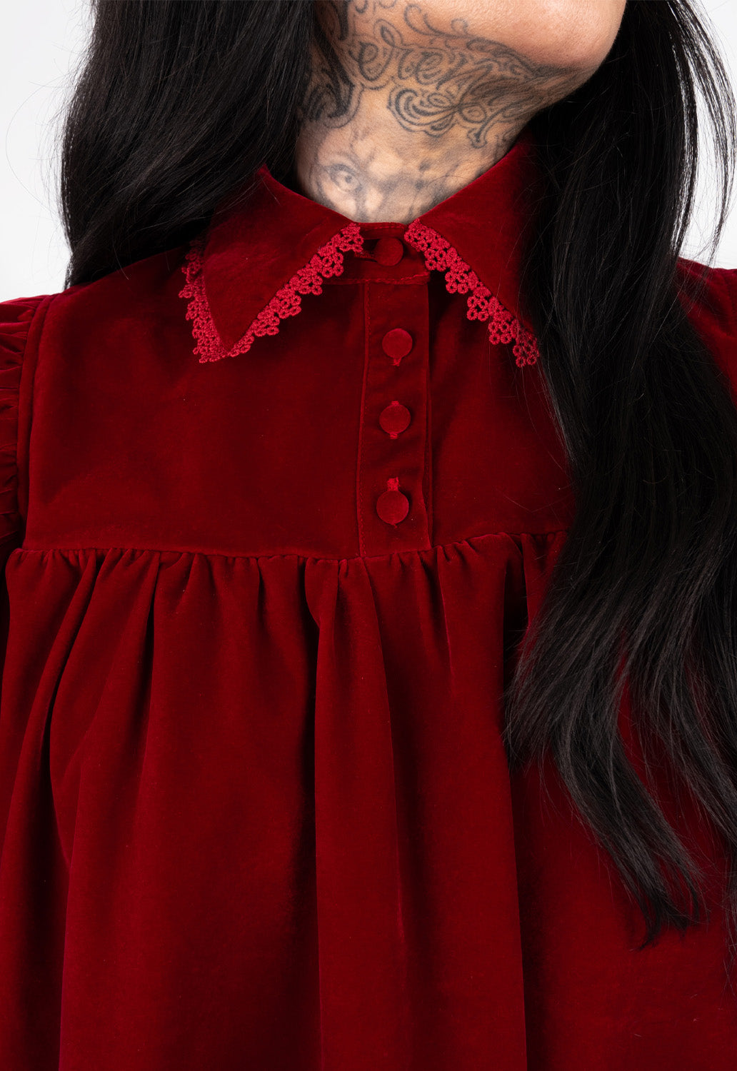 Esme Velvet Baby Doll Mini Dress