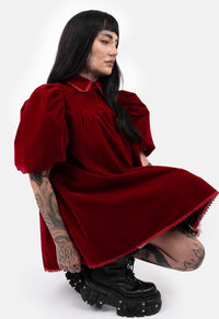 Esme Velvet Baby Doll Mini Dress