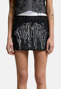 Gothic Braid Denim Mini Skirt