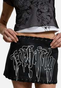 Gothic Braid Denim Mini Skirt