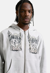 Gothic Skull Boxy Zip Hoodie
